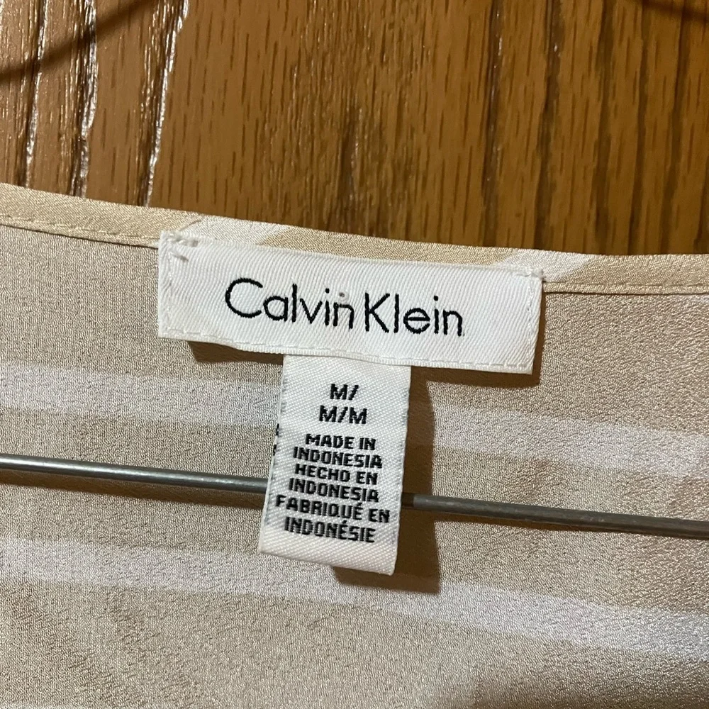 Calvin Klein Beige Striped Blouse - Picture 3 of 4